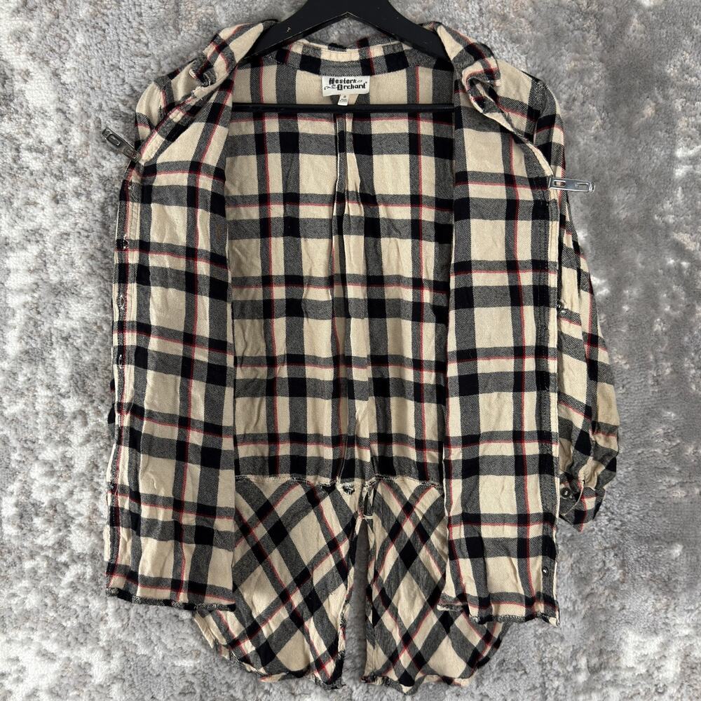 Hester & Orchard Size S Plaid V Neck Casual Button Top 3/4 Sleeve‎ Collar - Picture 3 of 9